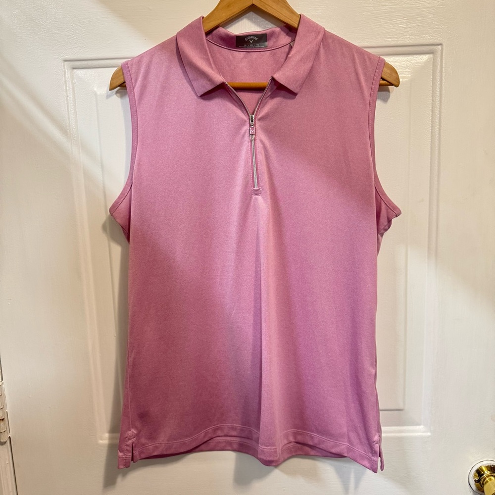 Callaway Women’s Pink 1/4 Zip Sleeveless Golf Polo Size XL Athletic Top